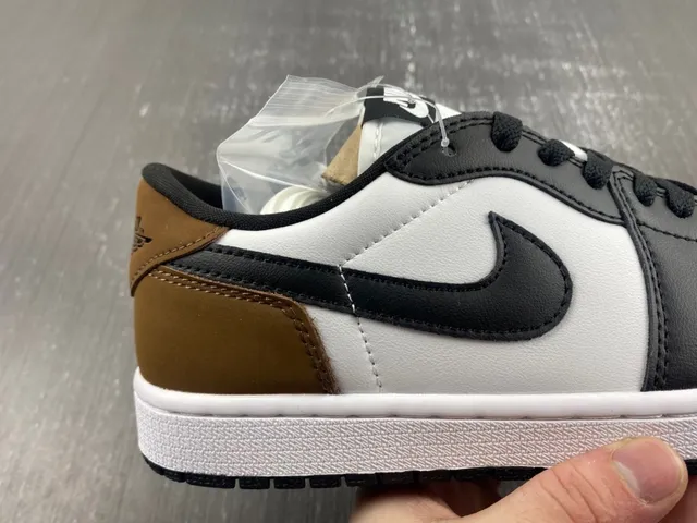 Nike Air Jordan 1 Low White Black Brown Lifestyle Sneakers 5