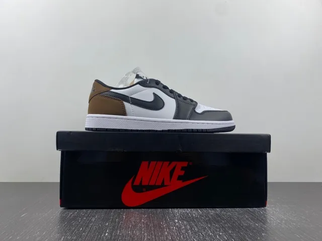 Nike Air Jordan 1 Low White Black Brown Lifestyle Sneakers 16