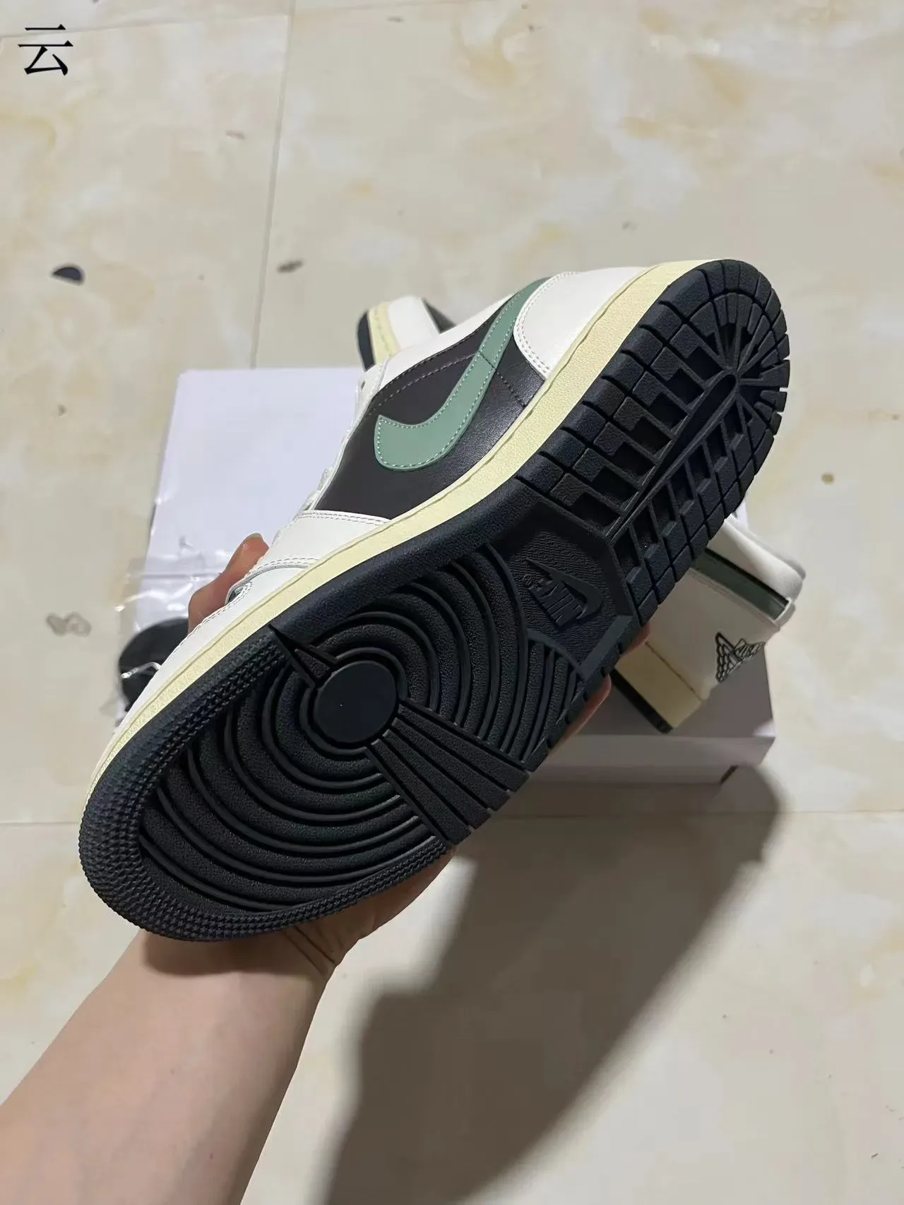 Nike Air Jordan 1 Low White Black Sage Green Lifestyle Sneakers 7