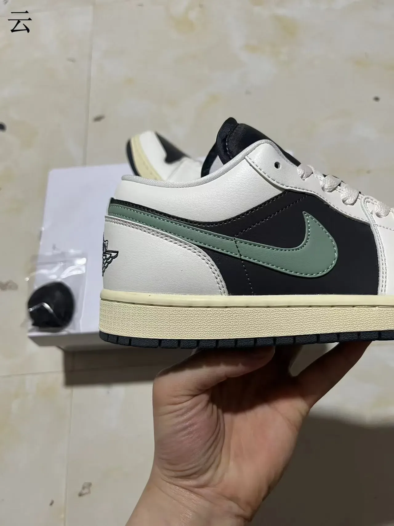 Nike Air Jordan 1 Low White Black Sage Green Lifestyle Sneakers 8