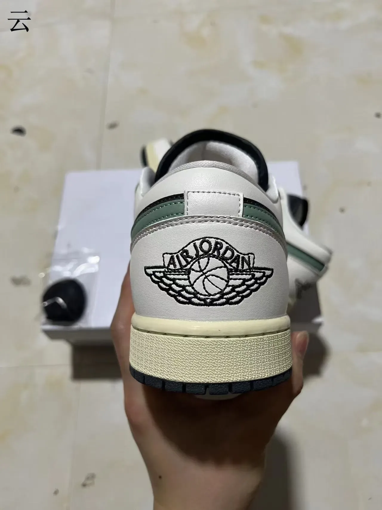 Nike Air Jordan 1 Low White Black Sage Green Lifestyle Sneakers 9