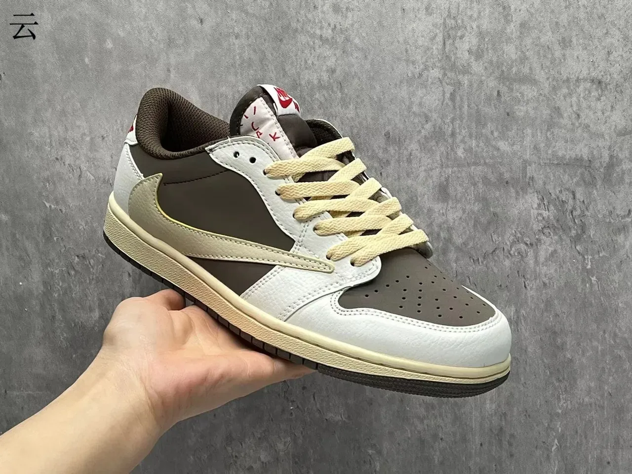 Nike Air Jordan 1 Low White Brown Layered Leather Lifestyle Sneakers 2