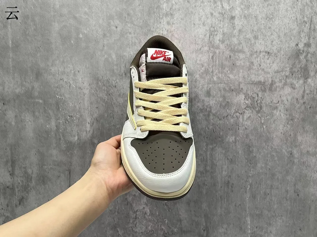 Nike Air Jordan 1 Low White Brown Layered Leather Lifestyle Sneakers 3