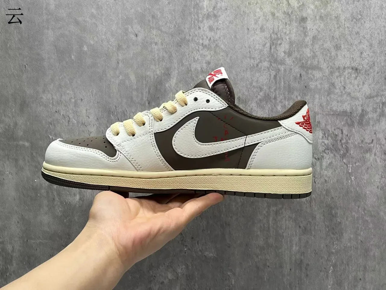 Nike Air Jordan 1 Low White Brown Layered Leather Lifestyle Sneakers 5