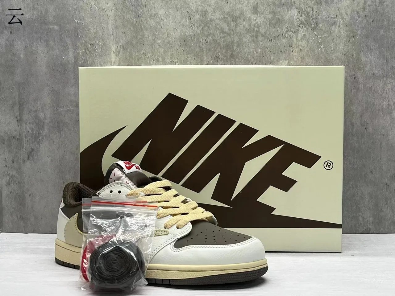 Nike Air Jordan 1 Low White Brown Layered Leather Lifestyle Sneakers 7
