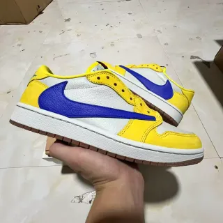 Nike Air Jordan 1 Low Yellow White Blue حذاء أسلوب الحياة