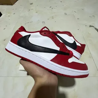 Nike Air Jordan 1 Red White Black Leather Lifestyle Sneakers