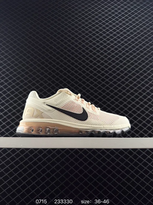 Nike Air Max Beige Black Low-Top Mesh Upper Running Shoes 7