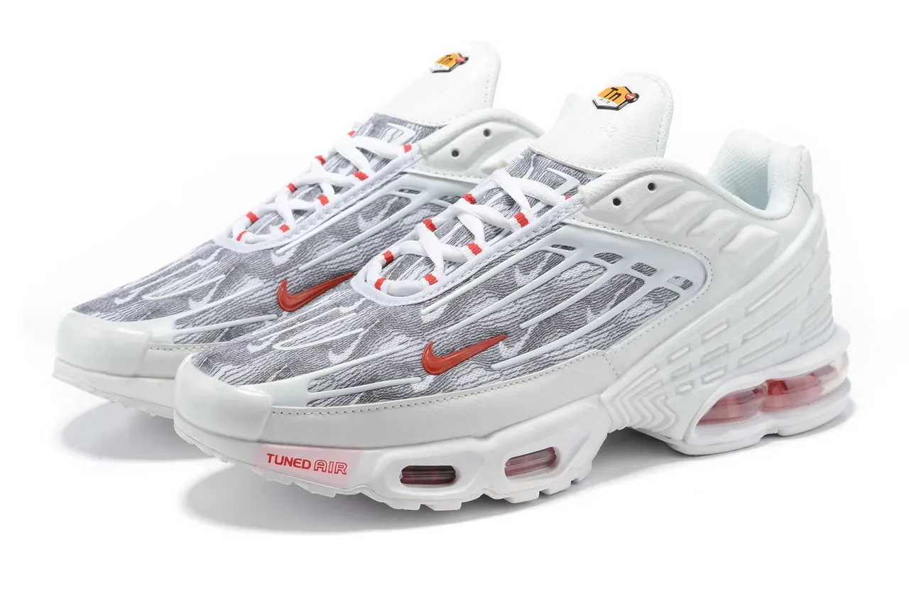 Nike Air Max Plus Tuned Air Sneakers Lifestyle Blanc Gris Orange 2