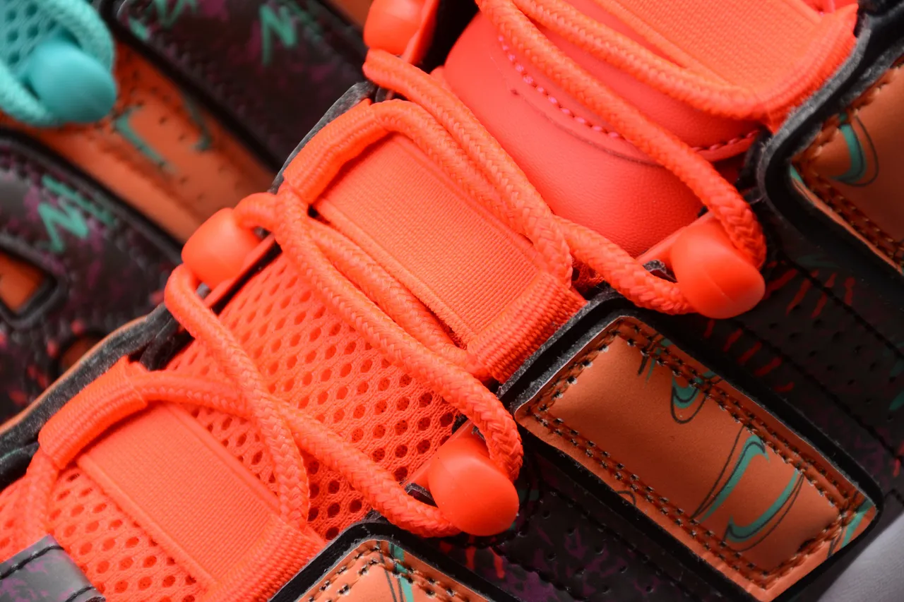 Nike Air More Uptempo Orange Black Teal Graphic Basketball Shoes 7