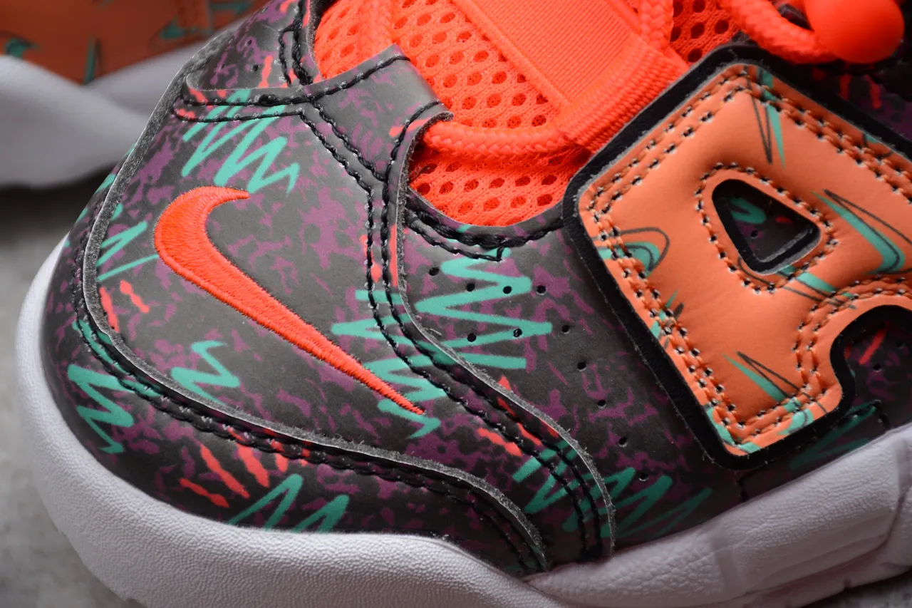 Nike Air More Uptempo Orange Black Teal Graphic Basketball Shoes 8