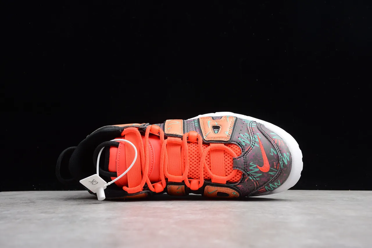 Nike Air More Uptempo Orange Black Teal Graphic Basketball Shoes 12