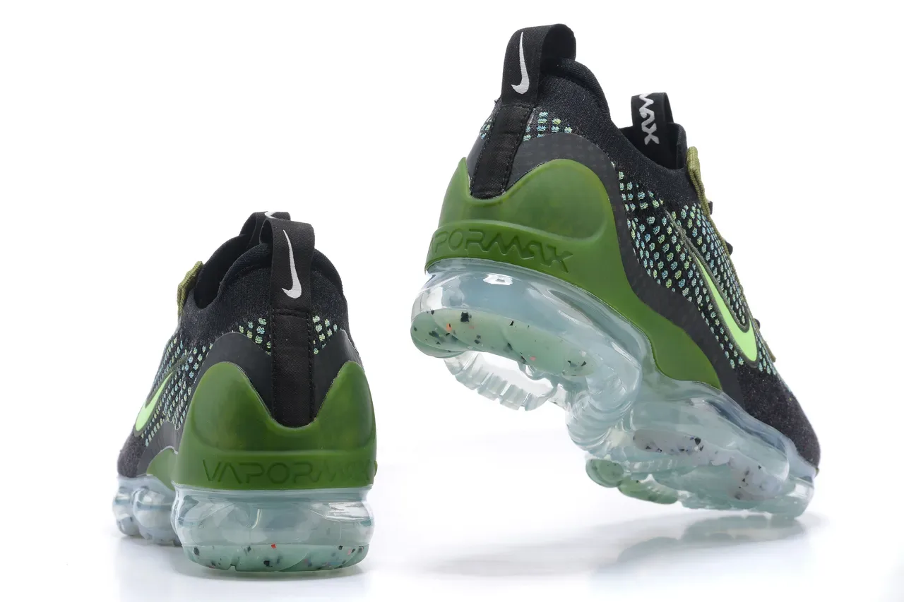 Nike Air VaporMax Flyknit أسود Lime Green أحذية لايف ستايل 10