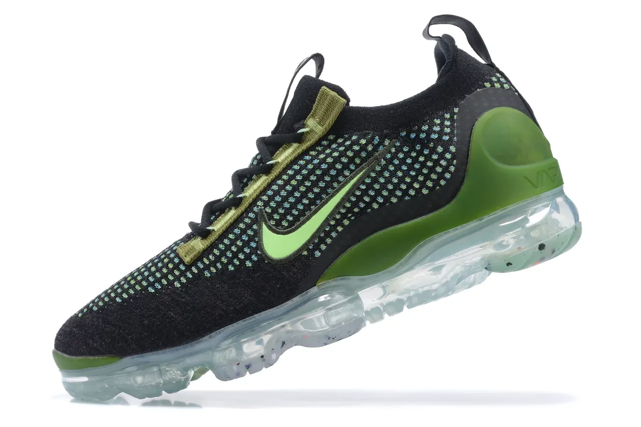 Nike Air VaporMax Flyknit أسود Lime Green أحذية لايف ستايل 12