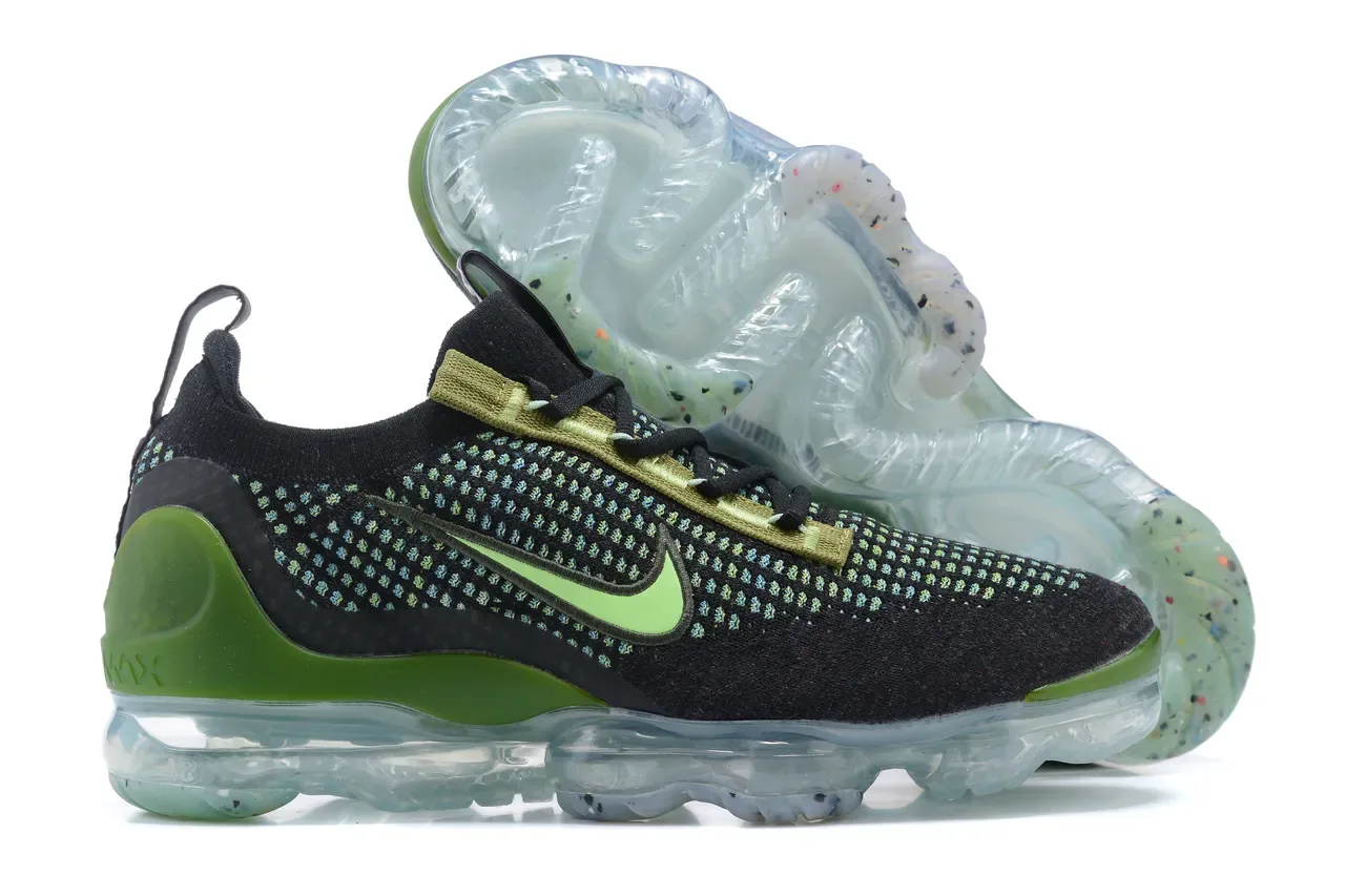 Nike Air VaporMax Flyknit أسود Lime Green أحذية لايف ستايل 14