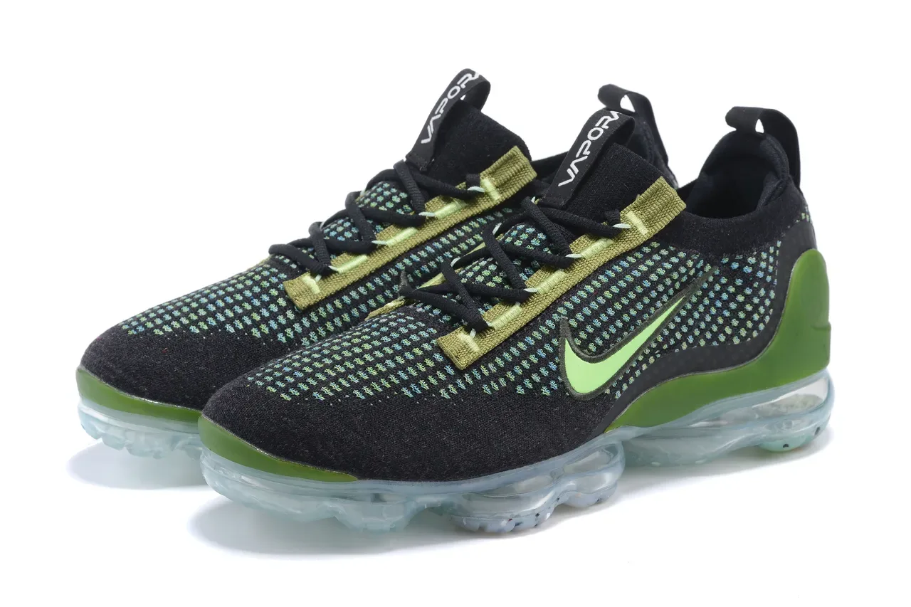 Nike Air VaporMax Flyknit أسود Lime Green أحذية لايف ستايل 15