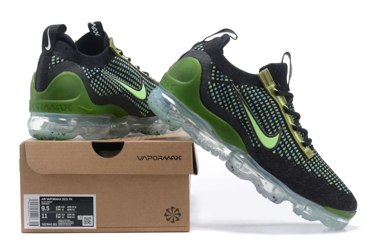 Nike Air VaporMax Flyknit أسود Lime Green أحذية لايف ستايل 16