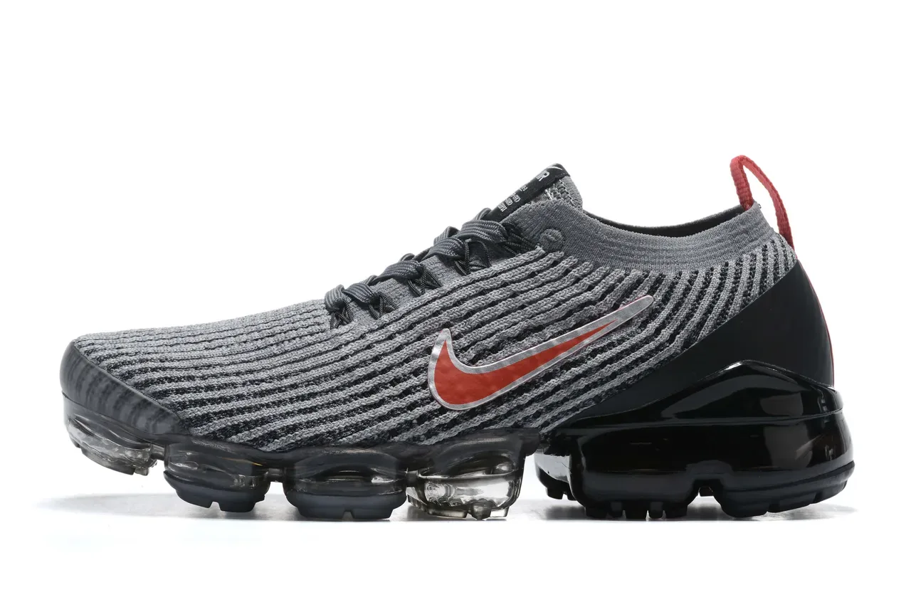 Nike Air VaporMax Flyknit ধূসর, কালো, লাল লাইফস্টাইল স্নিকার 4