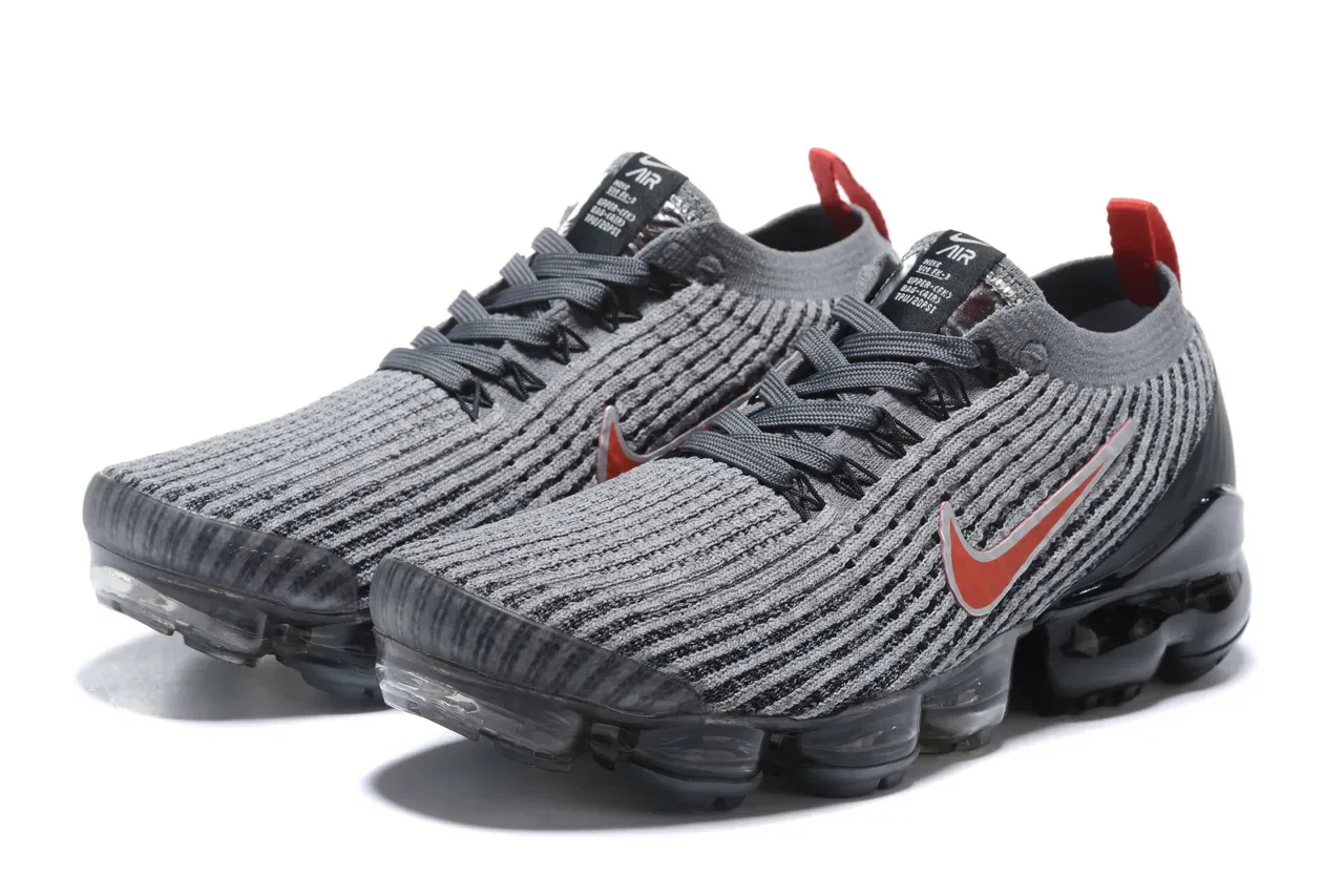 Nike Air VaporMax Flyknit ধূসর, কালো, লাল লাইফস্টাইল স্নিকার 5