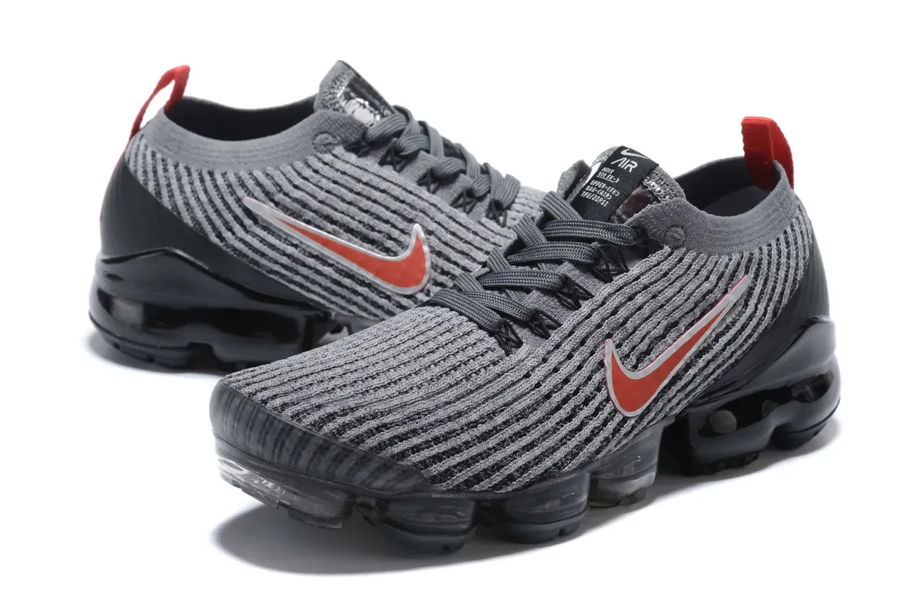 Nike Air VaporMax Flyknit ধূসর, কালো, লাল লাইফস্টাইল স্নিকার 6