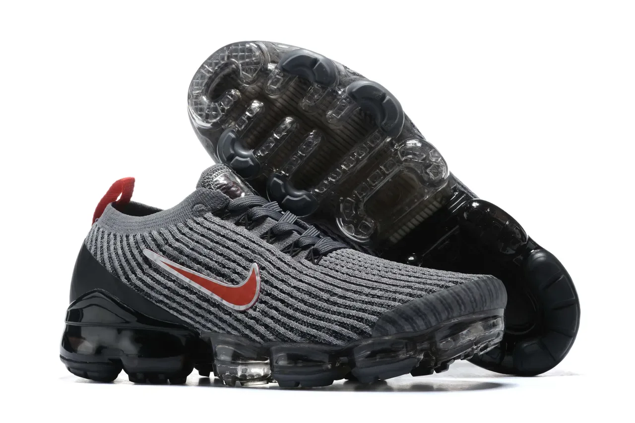 Nike Air VaporMax Flyknit ধূসর, কালো, লাল লাইফস্টাইল স্নিকার 7