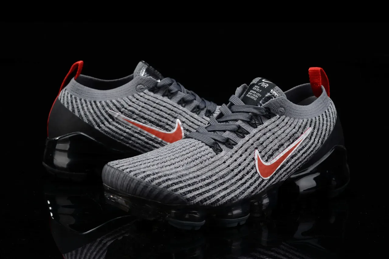 Nike Air VaporMax Flyknit ধূসর, কালো, লাল লাইফস্টাইল স্নিকার 12