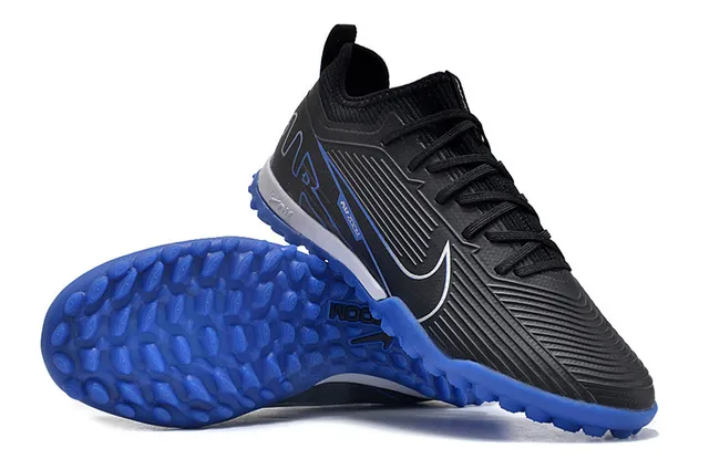 Nike Air Zoom काला नीला कम-कट सिंथेटिक अपर टेक्स्चर्ड रिब्ड मिडफुट पैनल टर्फ फुटबॉल जूते 3