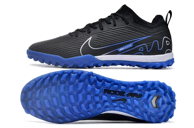 Nike Air Zoom काला नीला कम-कट सिंथेटिक अपर टेक्स्चर्ड रिब्ड मिडफुट पैनल टर्फ फुटबॉल जूते 5