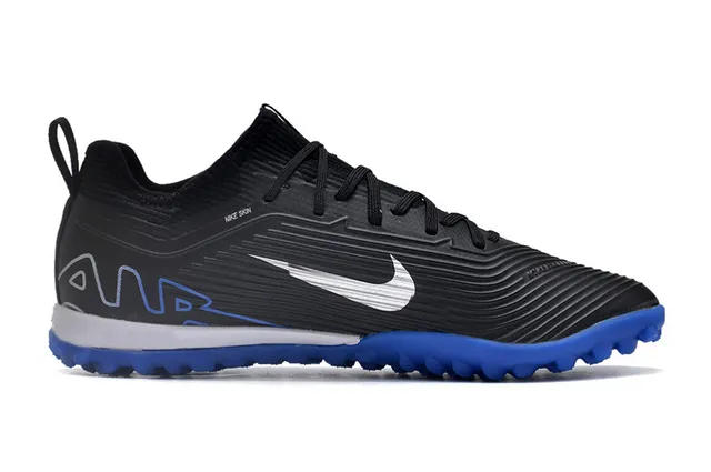 Nike Air Zoom काला नीला कम-कट सिंथेटिक अपर टेक्स्चर्ड रिब्ड मिडफुट पैनल टर्फ फुटबॉल जूते 7