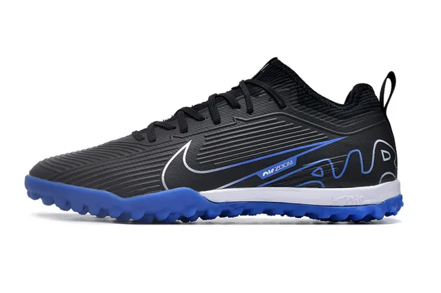 Nike Air Zoom काला नीला कम-कट सिंथेटिक अपर टेक्स्चर्ड रिब्ड मिडफुट पैनल टर्फ फुटबॉल जूते 8