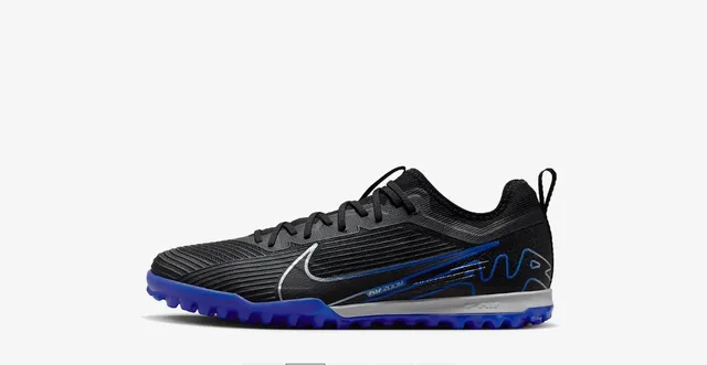 Nike Air Zoom काला नीला कम-कट सिंथेटिक अपर टेक्स्चर्ड रिब्ड मिडफुट पैनल टर्फ फुटबॉल जूते 19