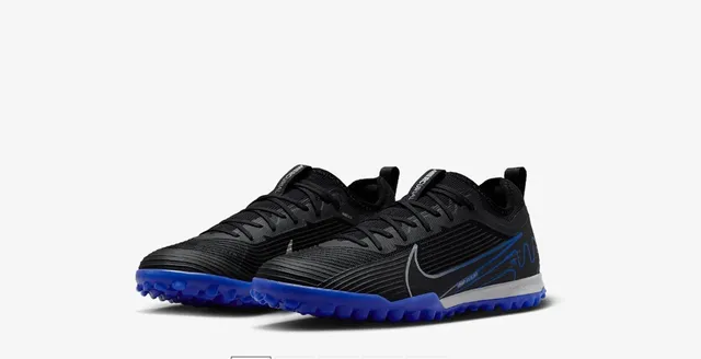 Nike Air Zoom काला नीला कम-कट सिंथेटिक अपर टेक्स्चर्ड रिब्ड मिडफुट पैनल टर्फ फुटबॉल जूते 20