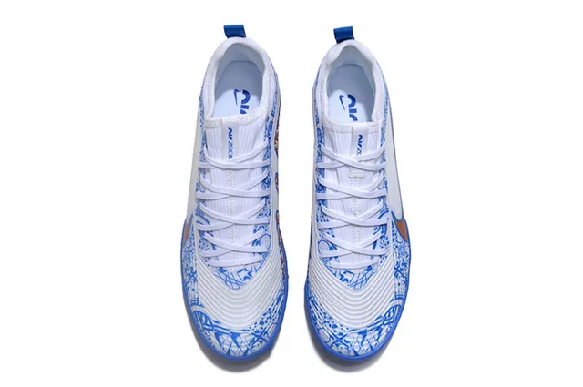 Nike Air Zoom काला नीला कम-कट सिंथेटिक अपर टेक्स्चर्ड रिब्ड मिडफुट पैनल टर्फ फुटबॉल जूते 21