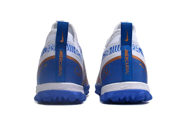 Nike Air Zoom काला नीला कम-कट सिंथेटिक अपर टेक्स्चर्ड रिब्ड मिडफुट पैनल टर्फ फुटबॉल जूते 23