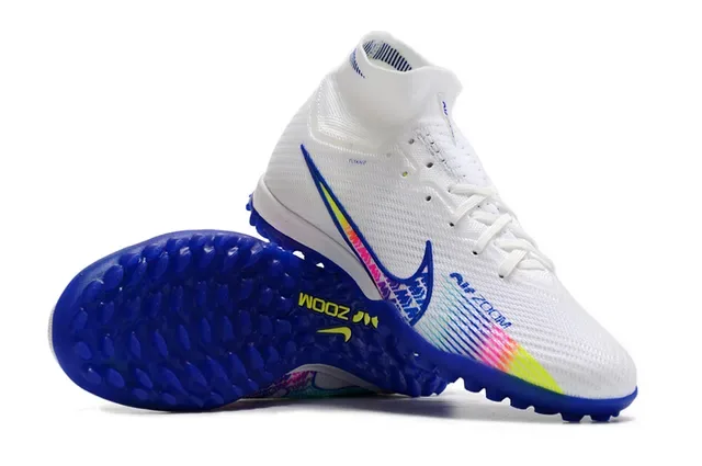 Nike Air Zoom सफेद मल्टीकलर हाई टॉप सॉक फिट अपर निट कंस्ट्रक्शन टर्फ फुटबॉल जूते 2