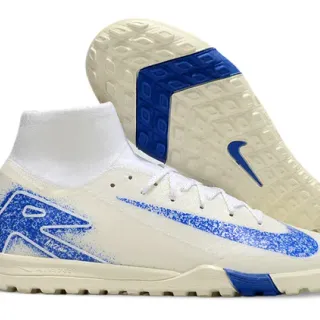 Nike Beige Blue 高切袜领 Flyknit 鞋面 草皮 足球鞋
