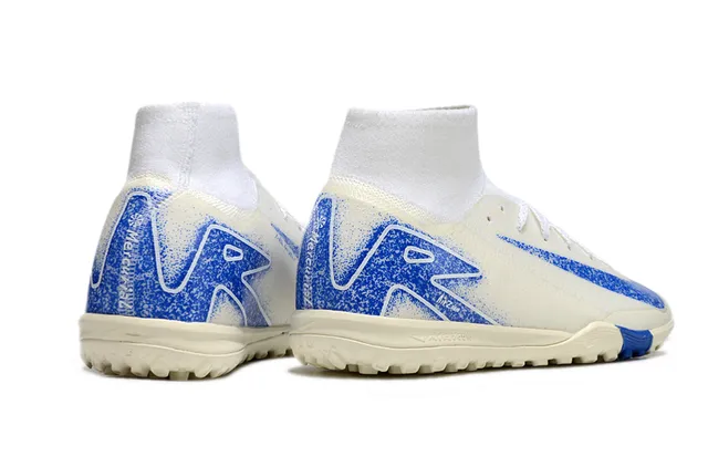 Nike Beige Blue 高切袜领 Flyknit 鞋面 草皮 足球鞋 5