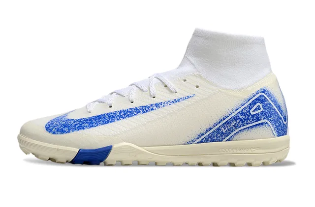 Nike Beige Blue 高切袜领 Flyknit 鞋面 草皮 足球鞋 7