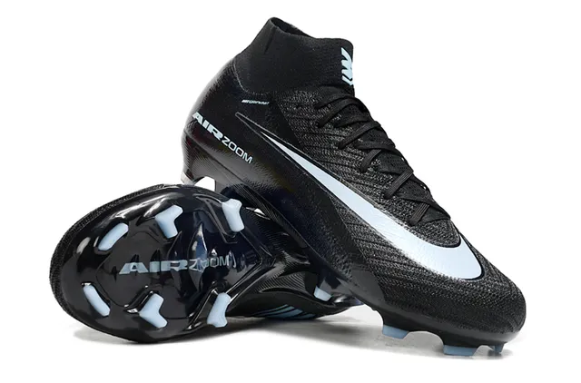 Nike Black Blue High-Cut Sock-Fit Collar Textured Knit/synthetic Upper Firm-Ground Soccer Shoes 2