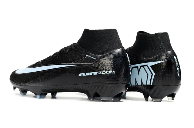 Nike Black Blue High-Cut Sock-Fit Collar Textured Knit/synthetic Upper Firm-Ground Soccer Shoes 4