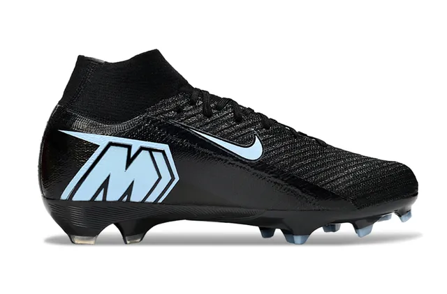 Nike Black Blue High-Cut Sock-Fit Collar Textured Knit/synthetic Upper Firm-Ground Soccer Shoes 5