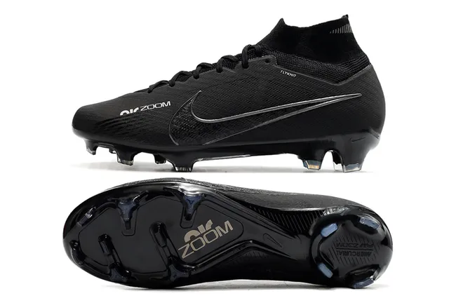 Nike Black Flyknit Upper High-Cut Sock Collar Firm-Ground Soccer Shoes 2