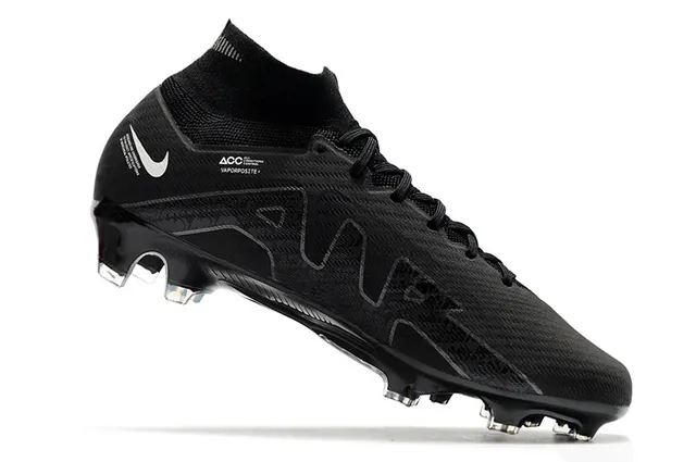 Nike Black Flyknit Upper High-Cut Sock Collar Firm-Ground Soccer Shoes 3
