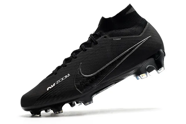 Nike Black Flyknit Upper High-Cut Sock Collar Firm-Ground Soccer Shoes 4