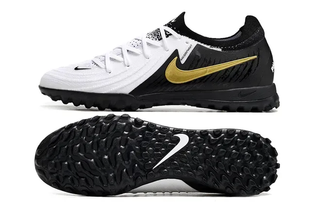 Nike কালো ও সোনা লো-কাট সিন্থেটিক এবং নিট আপার টার্ফ সকার জুতা 5