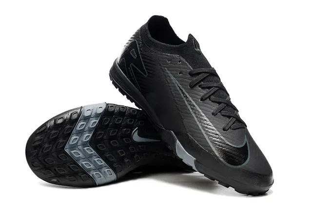 Nike Negro Gris Bajo Corte Tejido Superior Suela Moldada Tracción Cuadrada Césped Zapatos de Fútbol 4