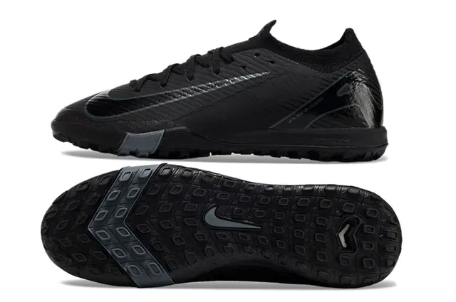 Nike Negro Gris Bajo Corte Tejido Superior Suela Moldada Tracción Cuadrada Césped Zapatos de Fútbol 6