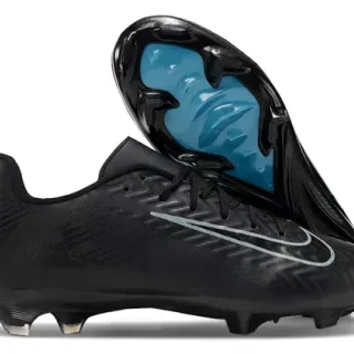 Nike Sapatos de Futebol Black Gray Low-Cut Upper Sintético Firm-Ground