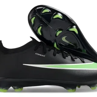 Nike Zapatillas de fútbol negro y verde bajo corte upper de knit studs moldados superficie firme