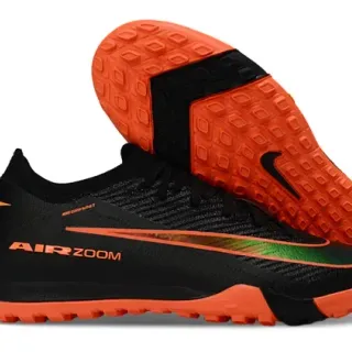 Chuteiras Nike preto laranja colar knit overlay sintético turf